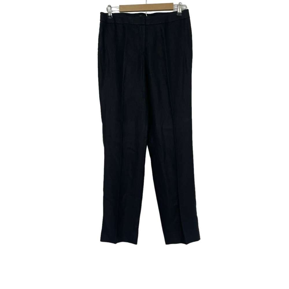 Lafayette 148 New York Black Barrow 100% Linen Trouser Pants Size 8